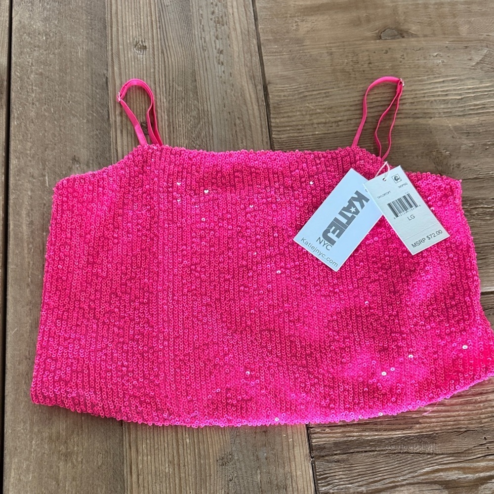 Katie J NYC Vibrant Pink Sequin Camisole